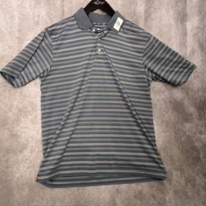 Bolle Golf Men's Medium Gray/Lime Green Striped Performance Polo